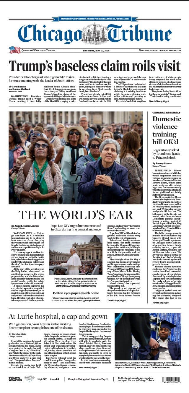 芝加哥论坛报 2025-05-22 Chicago Tribune 高清pdf下载 芝加哥论坛报 2025-05-22 Chicago Tribune 高清pdf下载