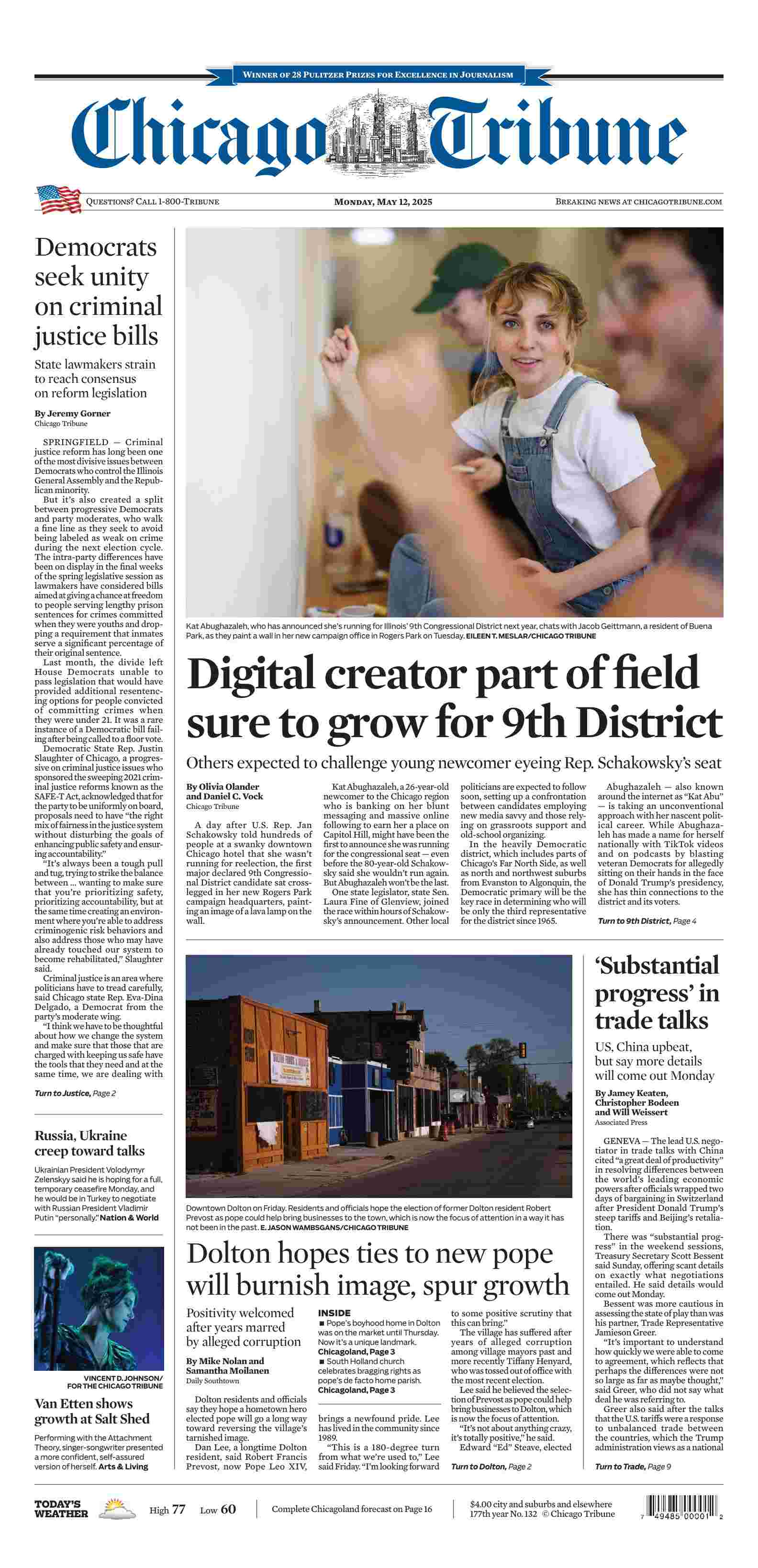 芝加哥论坛报 2025-05-12 Chicago Tribune 高清pdf下载 芝加哥论坛报 2025-05-12 Chicago Tribune 高清pdf下载