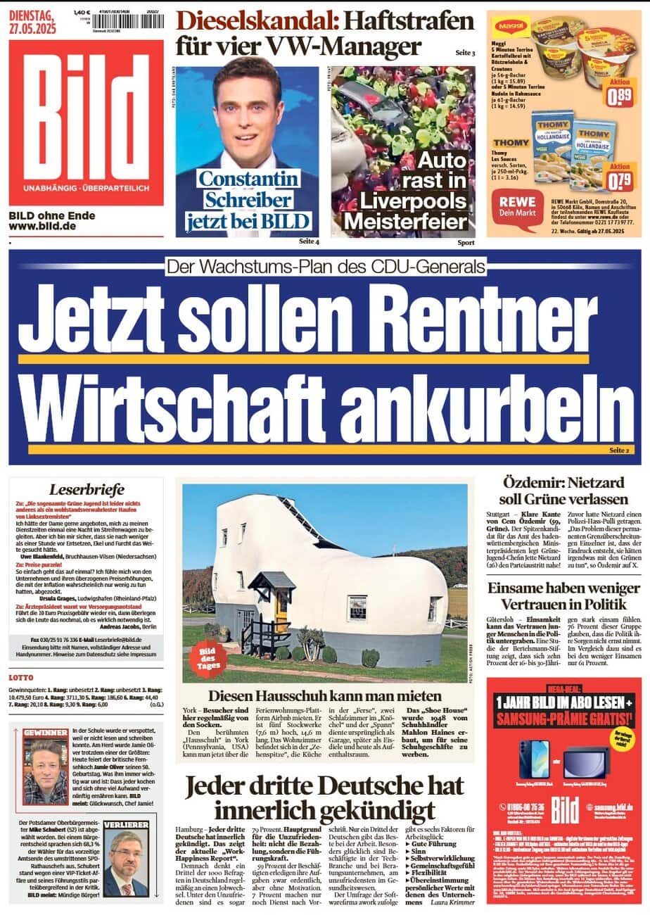 Bild Zeitung vom 2025-05-27 德语德国图片报 Bild Zeitung vom 2025-05-27 德语德国图片报