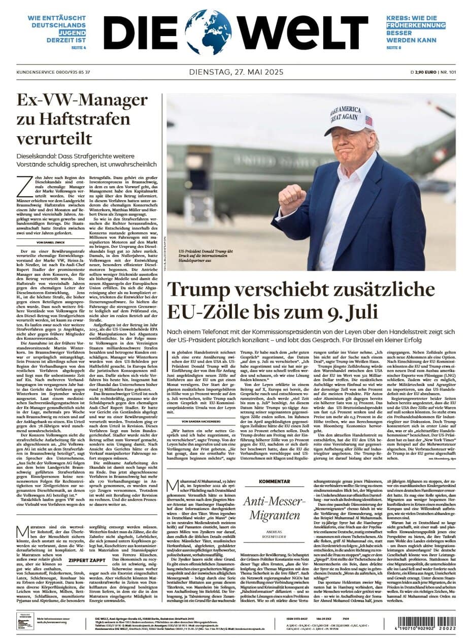 Die Welt 2025-05-27 德语报刊世界报 Die Welt 2025-05-27 德语报刊世界报