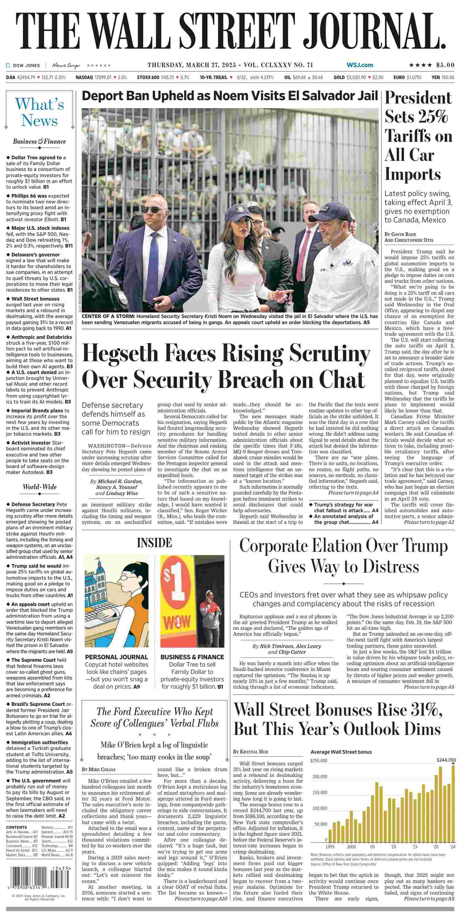华尔街日报 2025-03-27 The WSJ 华尔街日报 2025-03-27 The WSJ