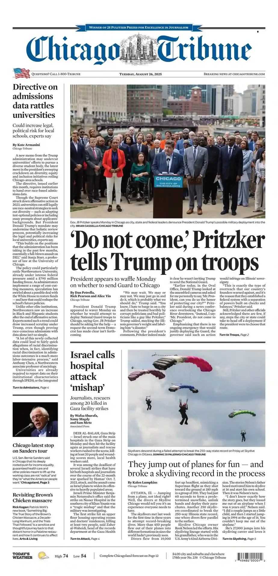 芝加哥论坛报 2025-08-26 Chicago Tribune 高清pdf外刊 芝加哥论坛报 2025-08-26 Chicago Tribune 高清pdf外刊