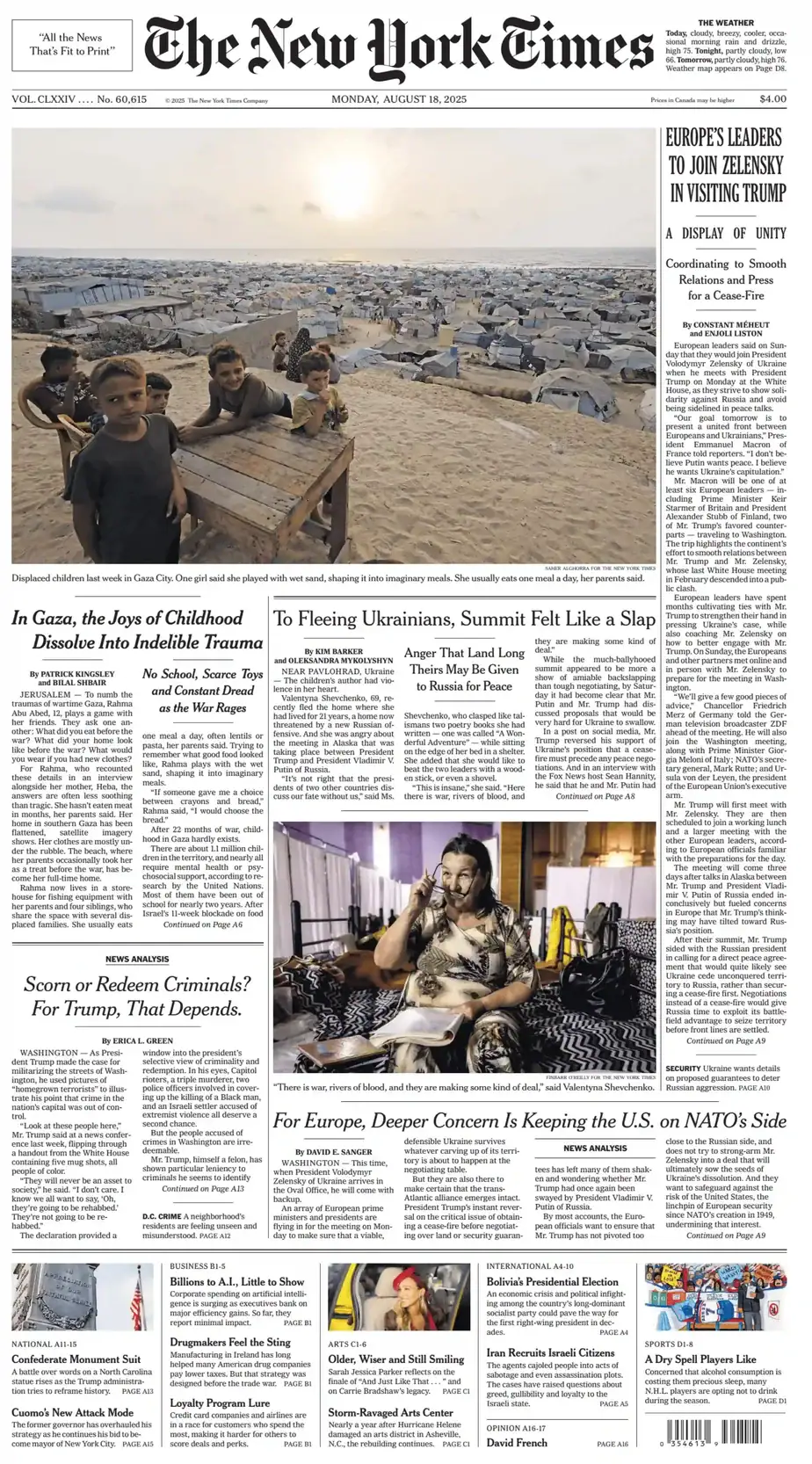 纽约时报 2025-08-18 The New York Times 下载 纽约时报 2025-08-18 The New York Times 下载