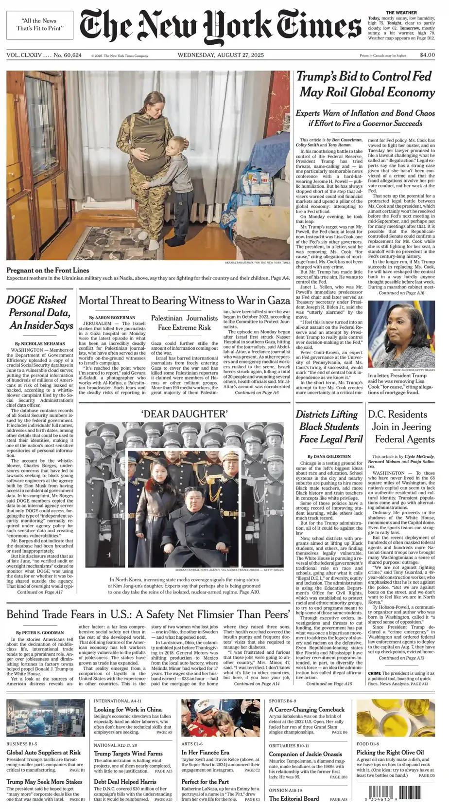 纽约时报 2025-08-27 The New York Times 外刊下载 纽约时报 2025-08-27 The New York Times 外刊下载