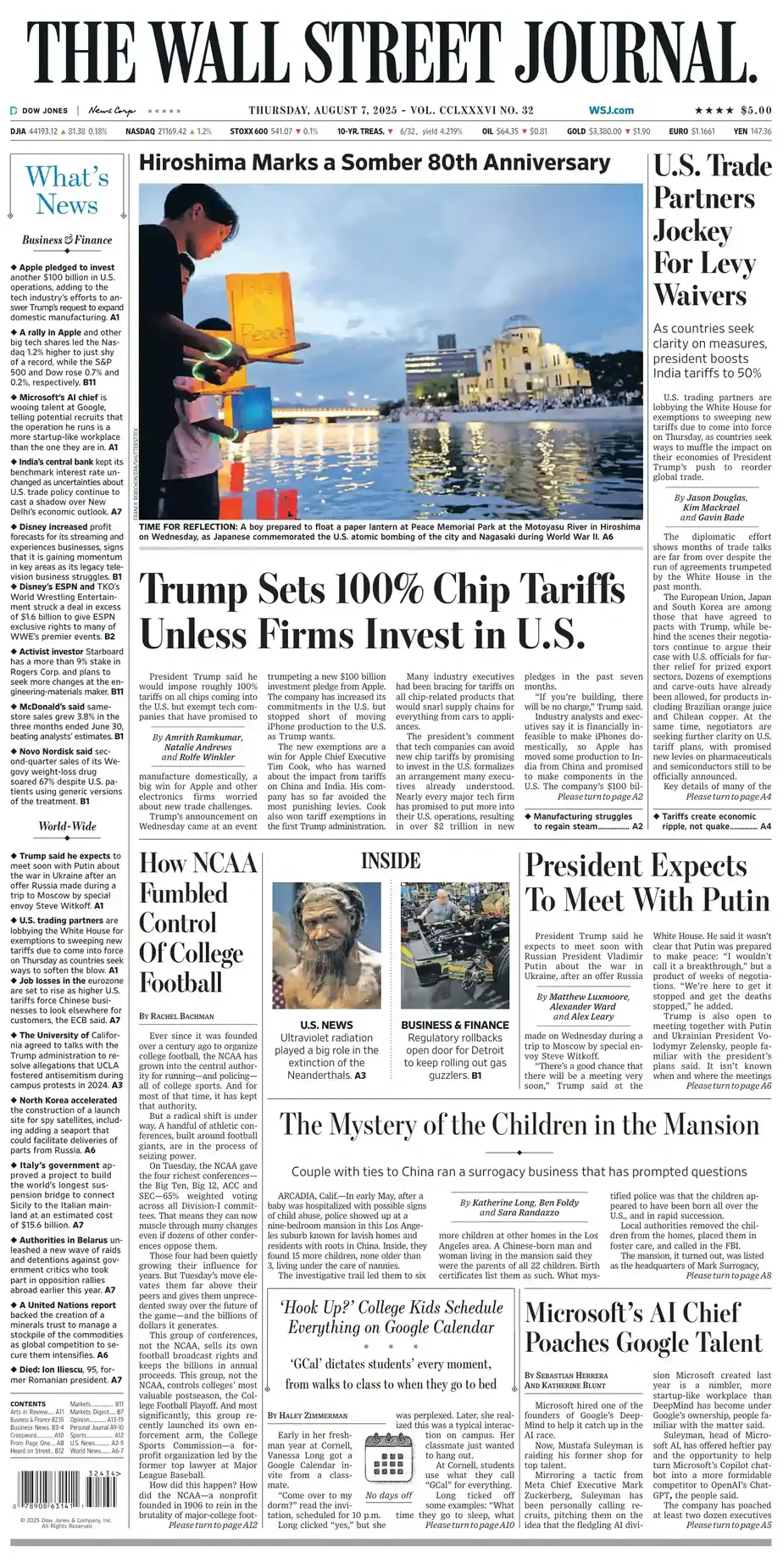 华尔街日报 2025-08-07 The Wall Street Journal 外刊高清pdf