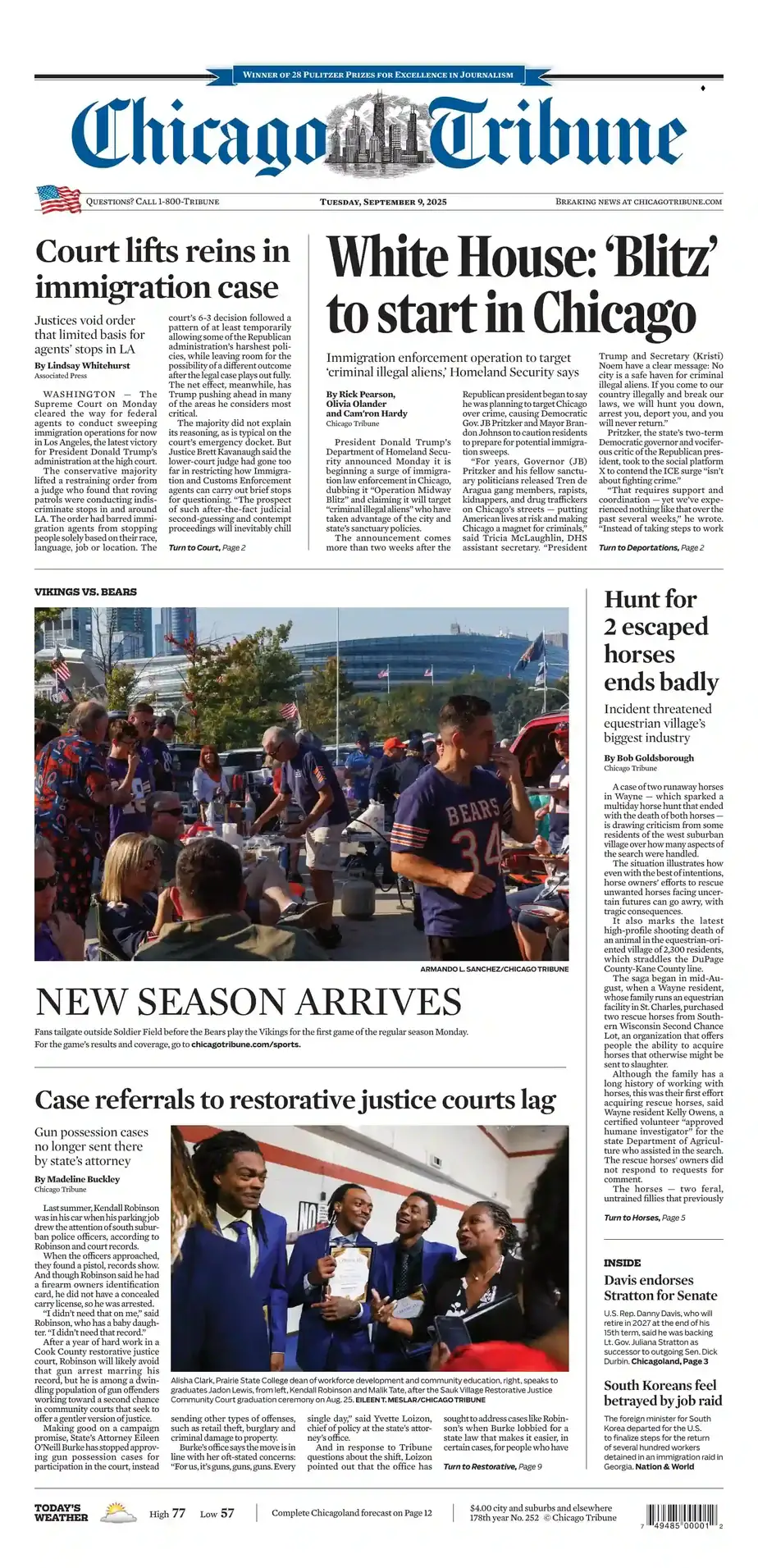 芝加哥论坛报 2025-09-09 Chicago Tribune 外刊下载 芝加哥论坛报 2025-09-09 Chicago Tribune 外刊下载