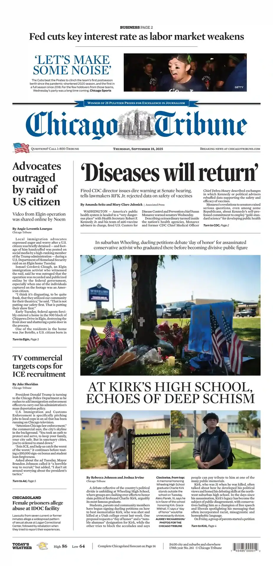芝加哥论坛报 2025-09-18 Chicago Tribune 外刊下载