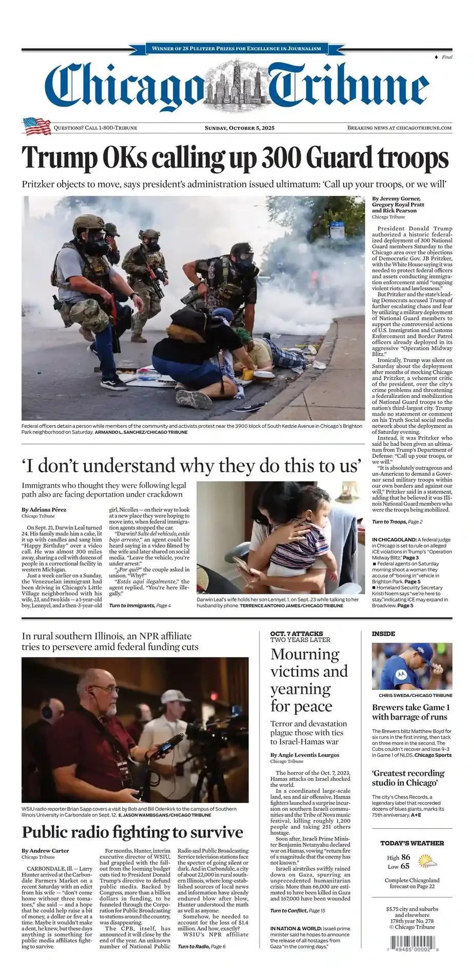 芝加哥论坛报 2025-10-05 Chicago Tribune 外刊下载 芝加哥论坛报 2025-10-05 Chicago Tribune 外刊下载