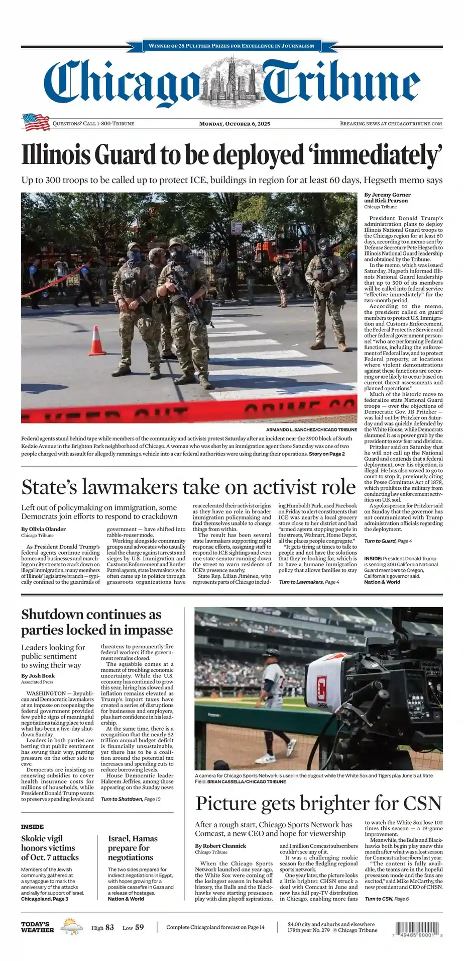 芝加哥论坛报 2025-10-06 Chicago Tribune 外刊下载 芝加哥论坛报 2025-10-06 Chicago Tribune 外刊下载