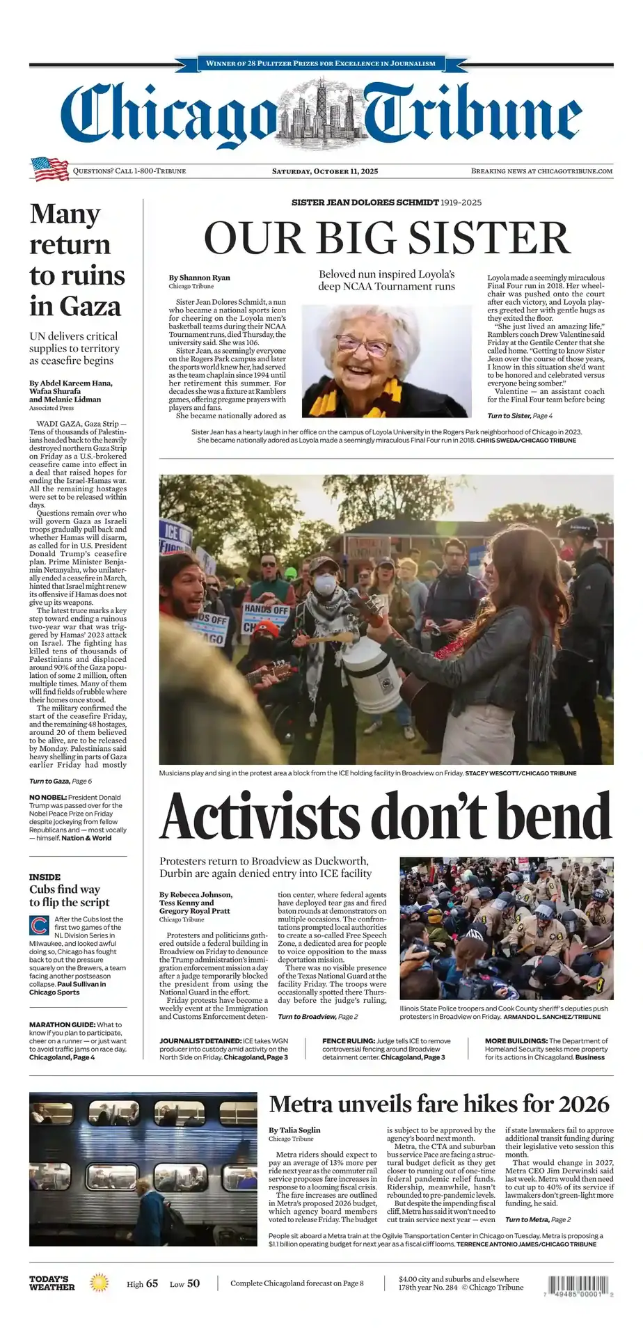 芝加哥论坛报 2025-10-11 Chicago Tribune 外刊下载 芝加哥论坛报 2025-10-11 Chicago Tribune 外刊下载