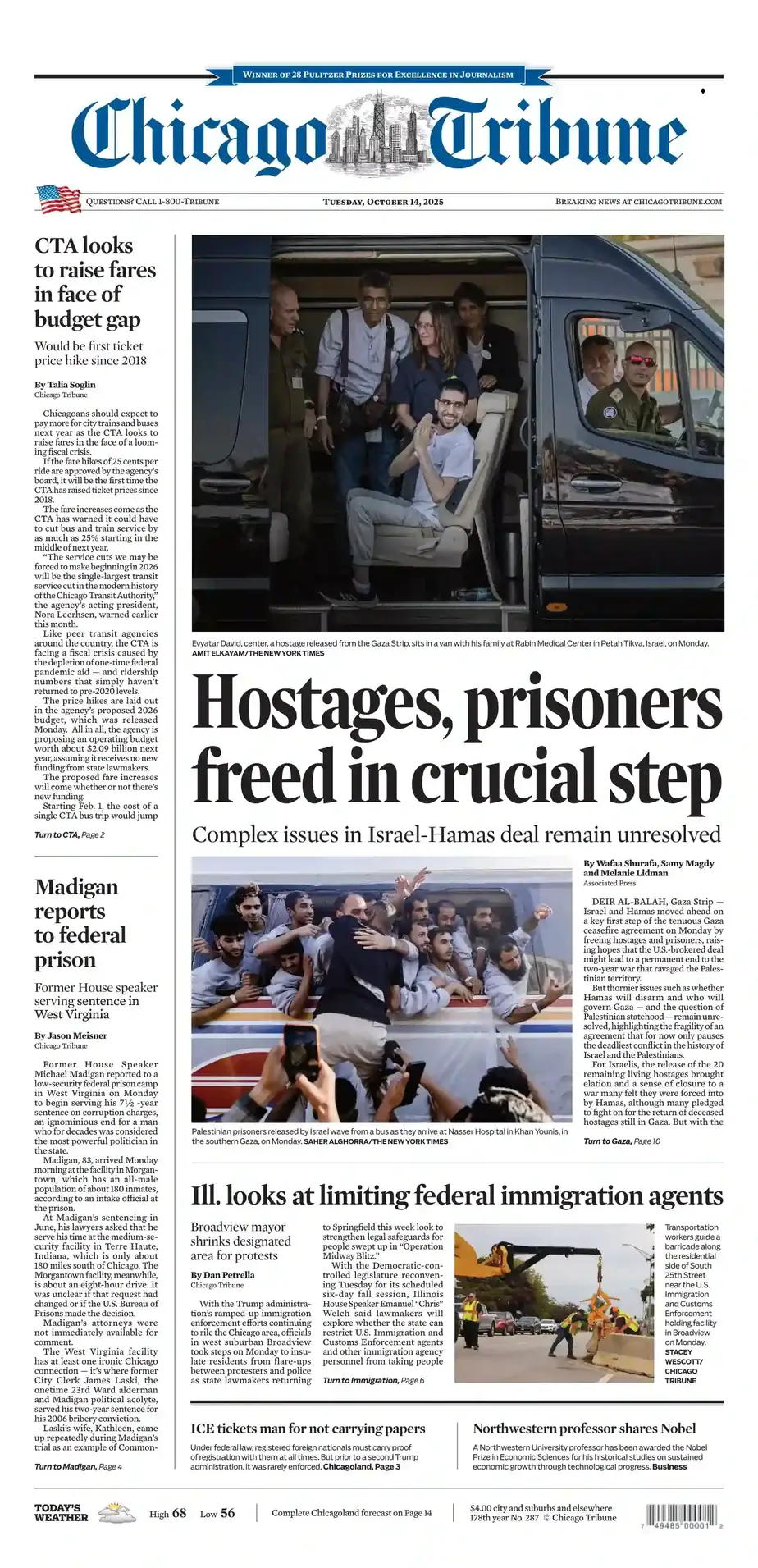 芝加哥论坛报 2025-10-14 Chicago Tribune 外刊下载 芝加哥论坛报 2025-10-14 Chicago Tribune 外刊下载