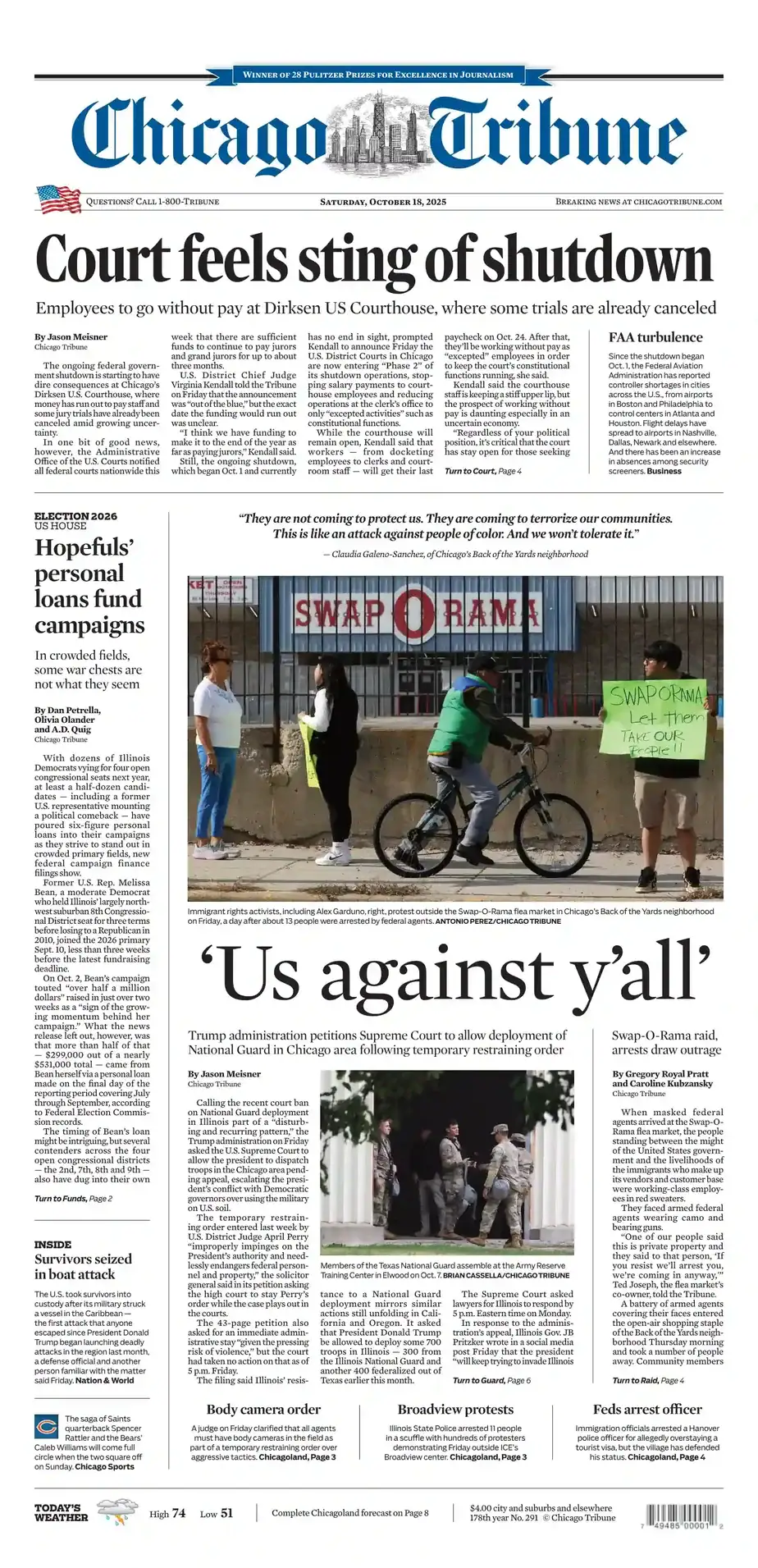 芝加哥论坛报 2025-10-18 Chicago Tribune 外刊下载 芝加哥论坛报 2025-10-18 Chicago Tribune 外刊下载