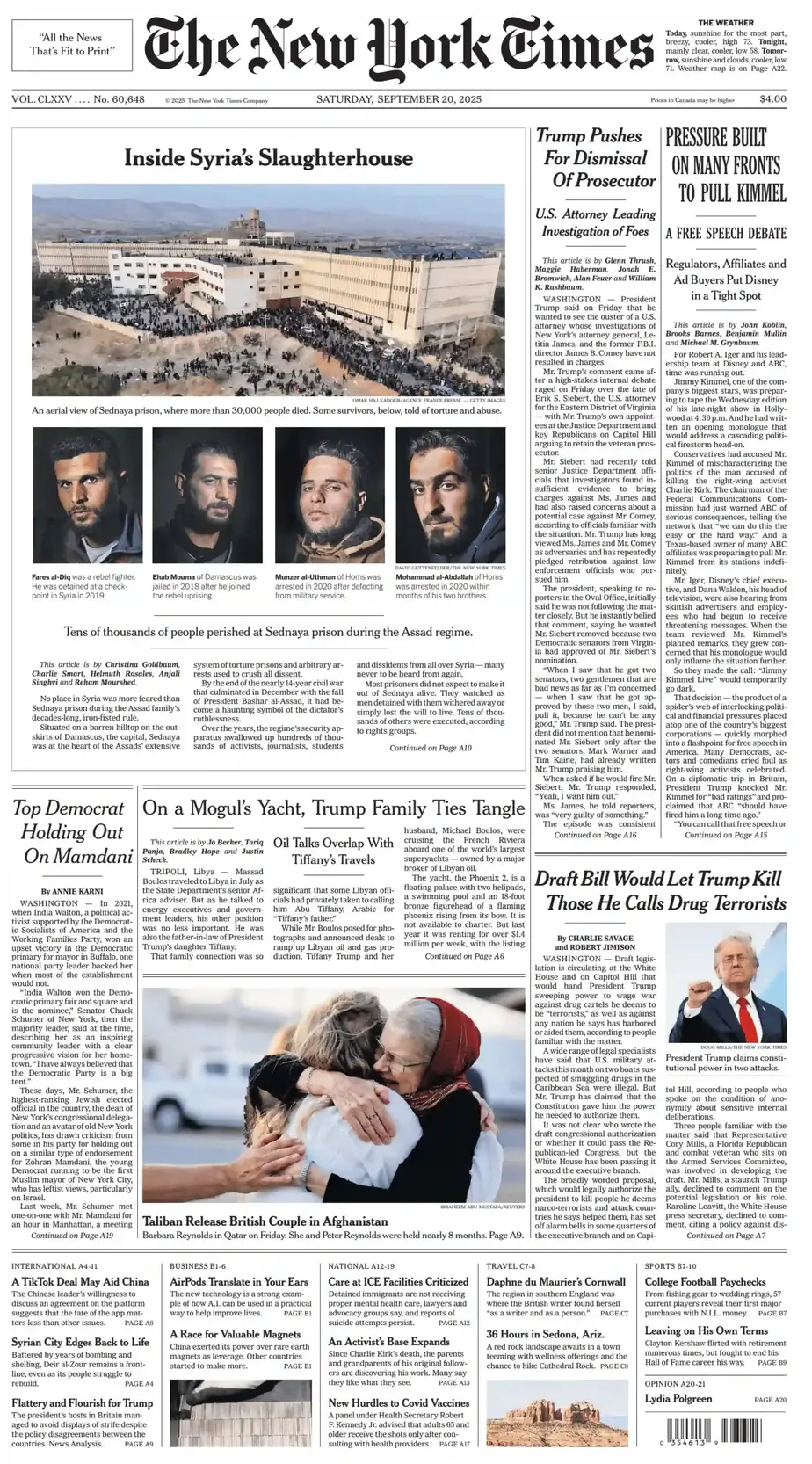 纽约时报 2025-09-20 The New York Times 外刊下载