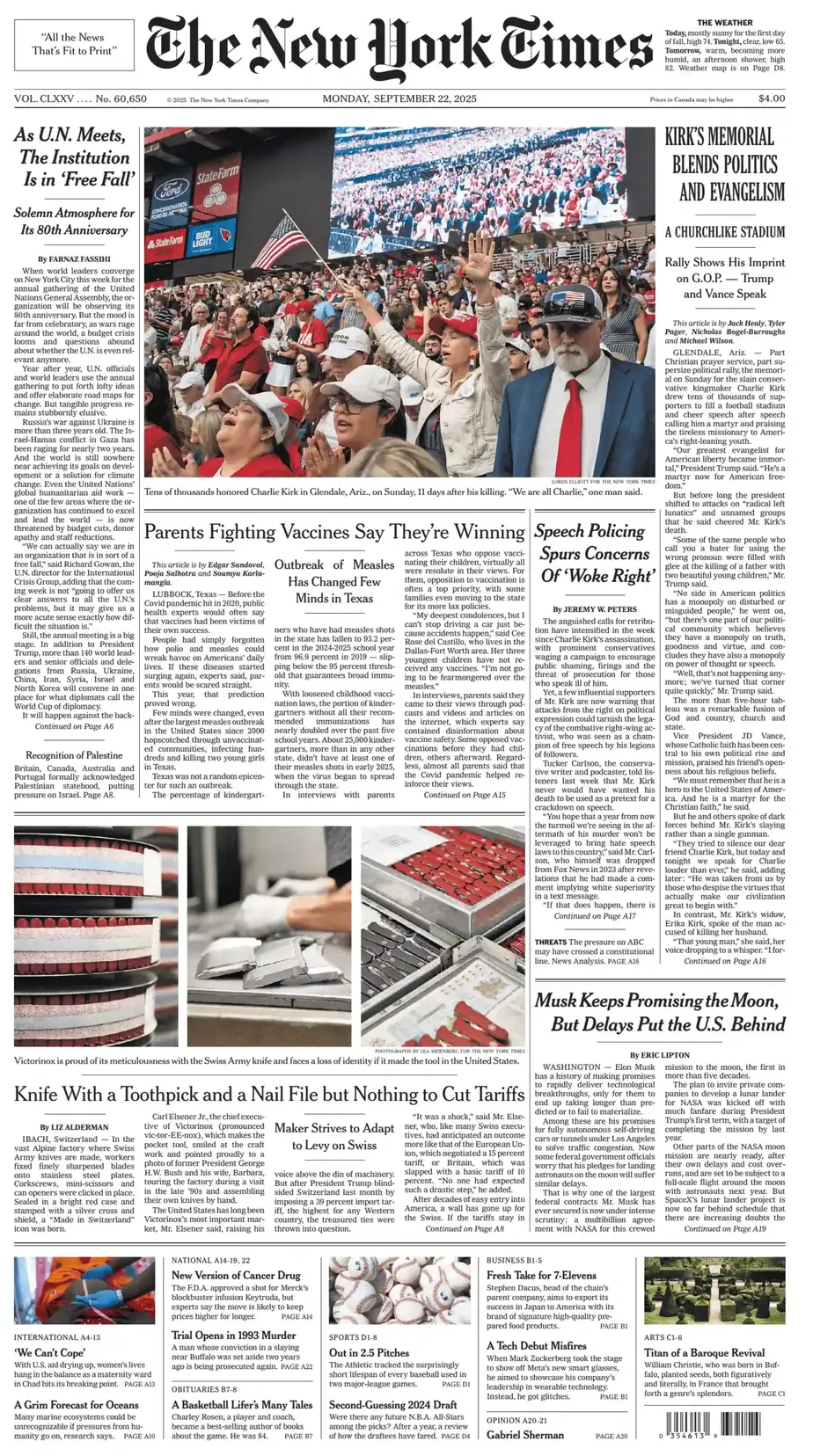 纽约时报 2025-09-22 The New York Times 外刊下载