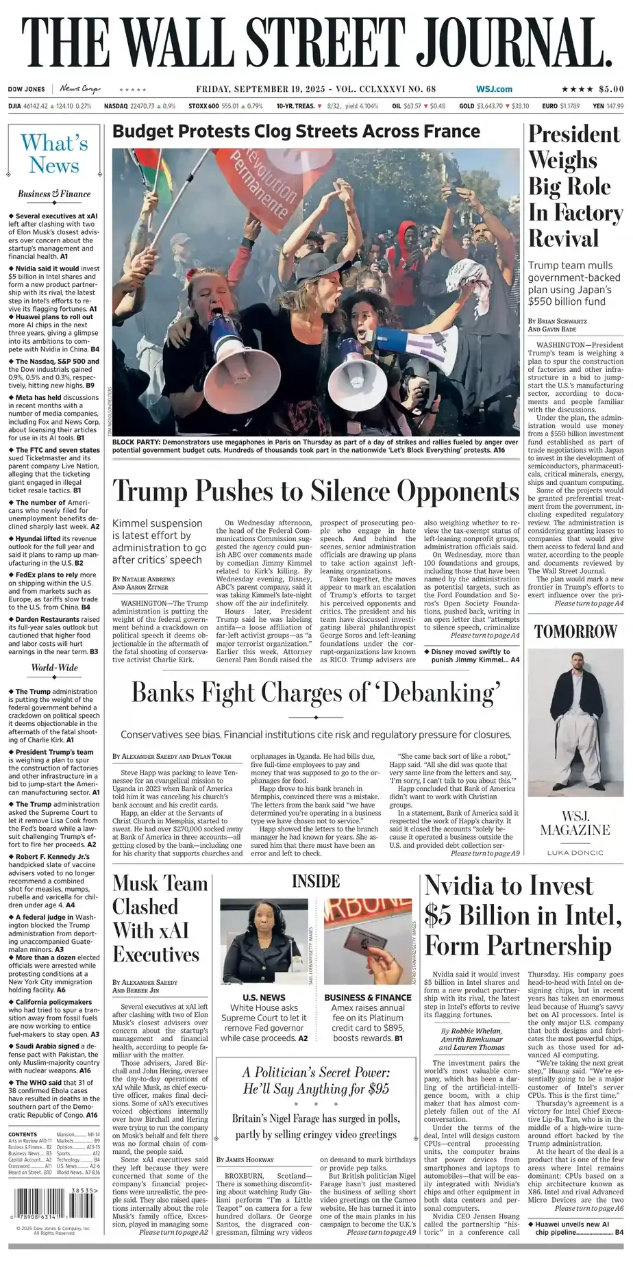 华尔街日报 2025-09-19 The Wall Street Journal 外刊下载