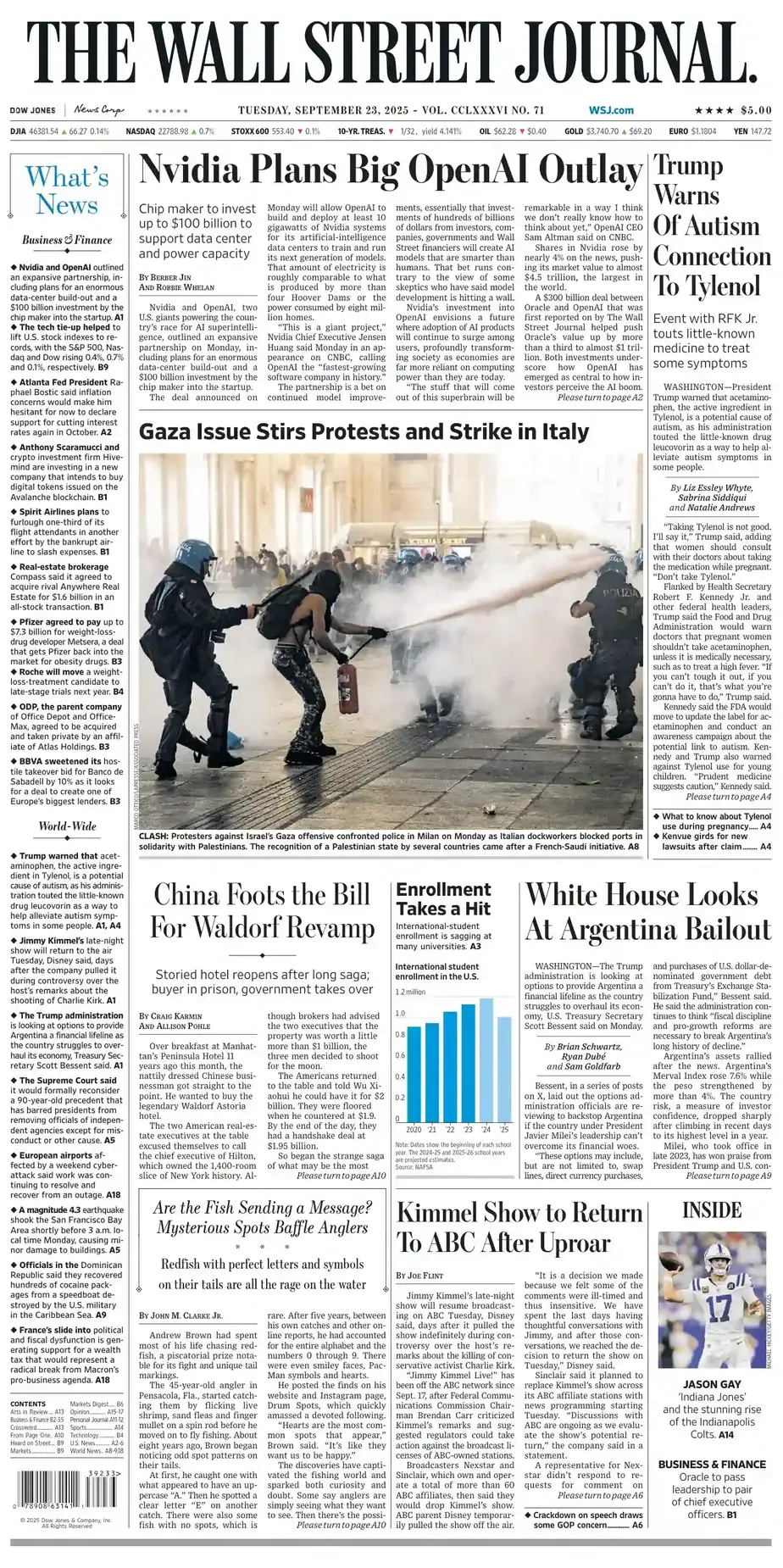 华尔街日报 2025-09-23 The Wall Street Journal 外刊下载 华尔街日报 2025-09-23 The Wall Street Journal 外刊下载