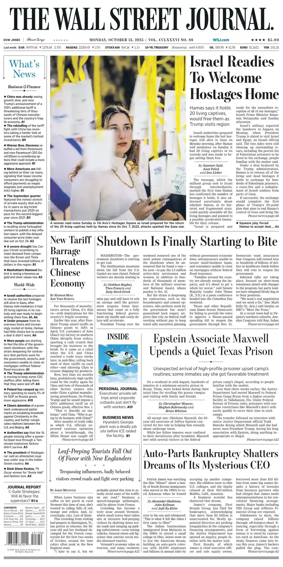 华尔街日报 2025-10-13 The Wall Street Journal 外刊下载