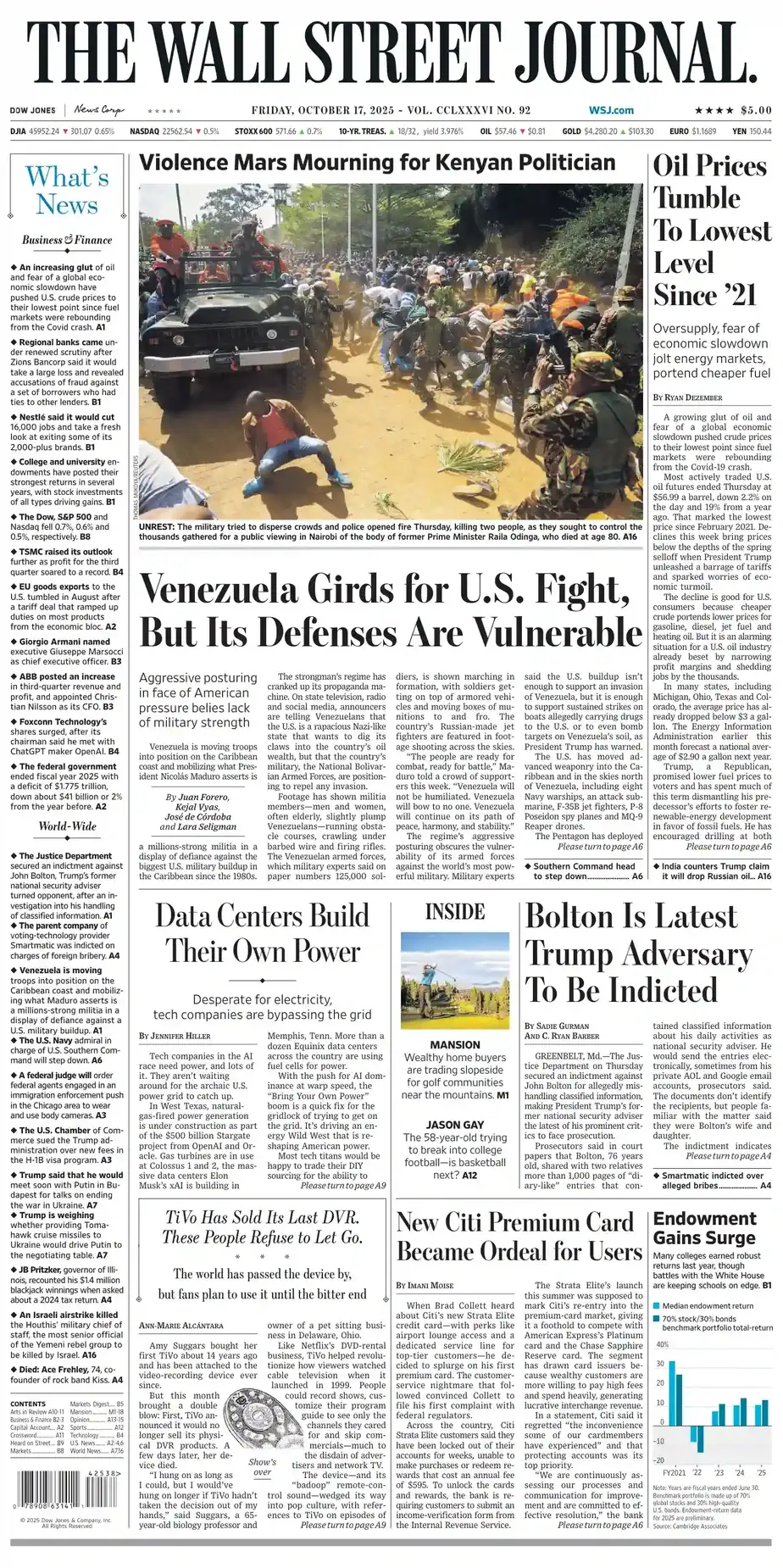 华尔街日报 2025-10-17 The Wall Street Journal 外刊下载