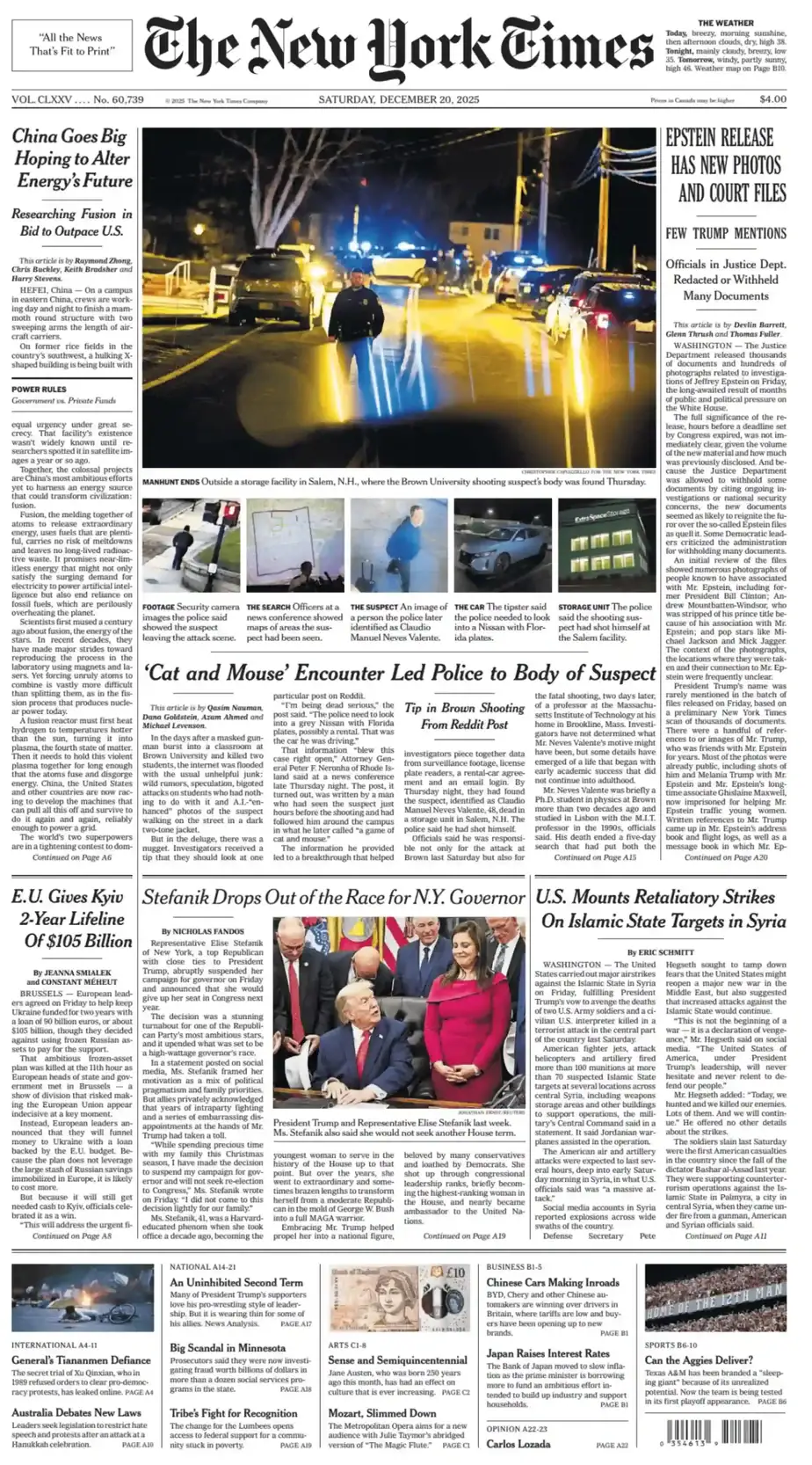 纽约时报 2025-12-20 The New York Times 外刊下载 英语报纸