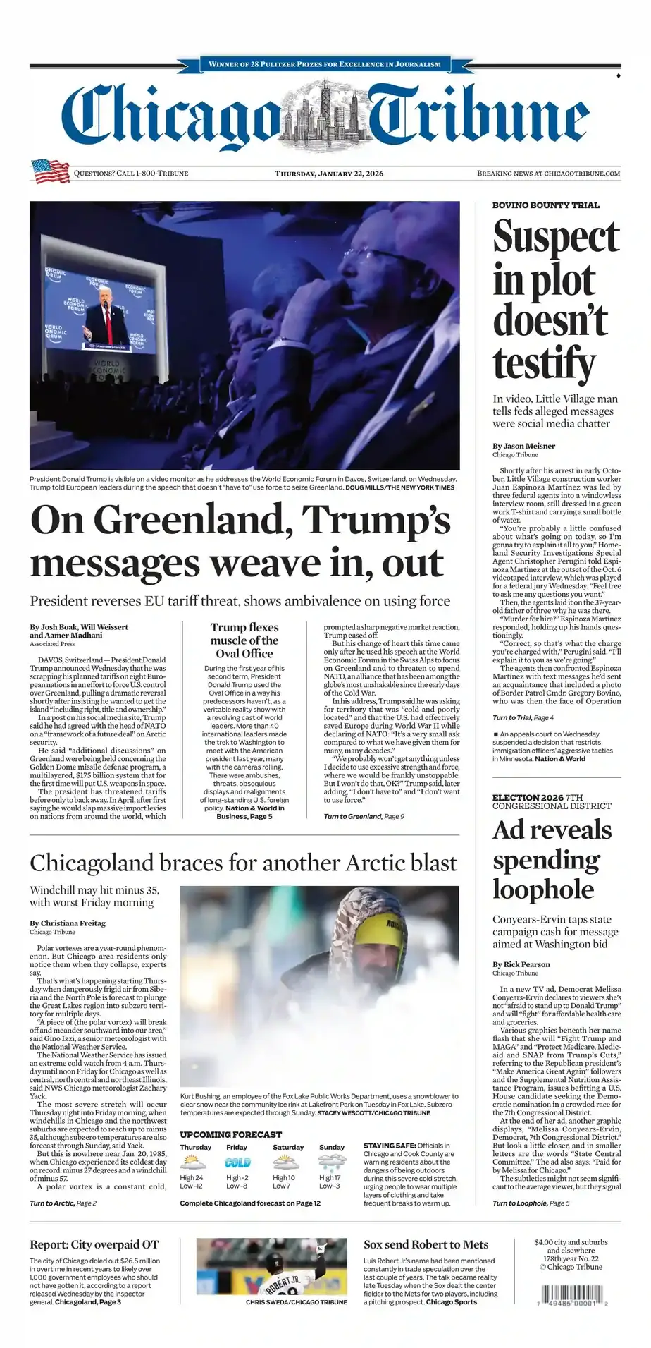 芝加哥论坛报 2026-01-22 Chicago Tribune