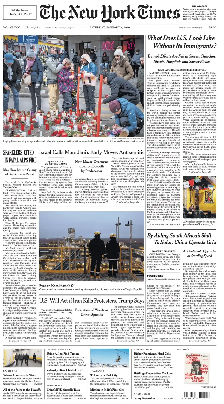 纽约时报 2026-01-03 The New York Times 外刊下载 英语报纸