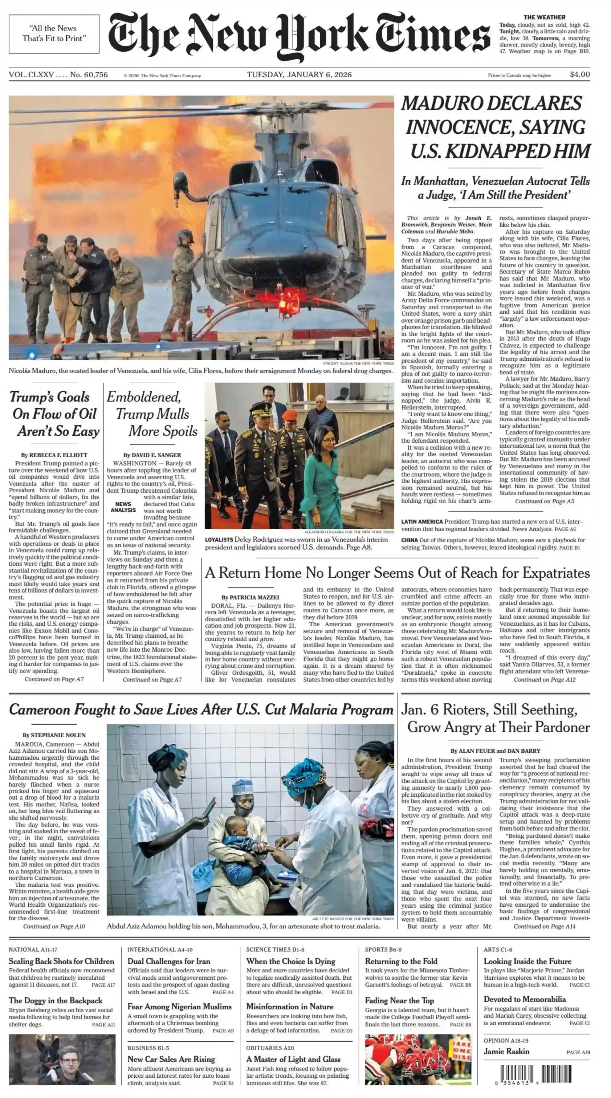 纽约时报 2026-01-06 The New York Times 外刊下载 英语报纸