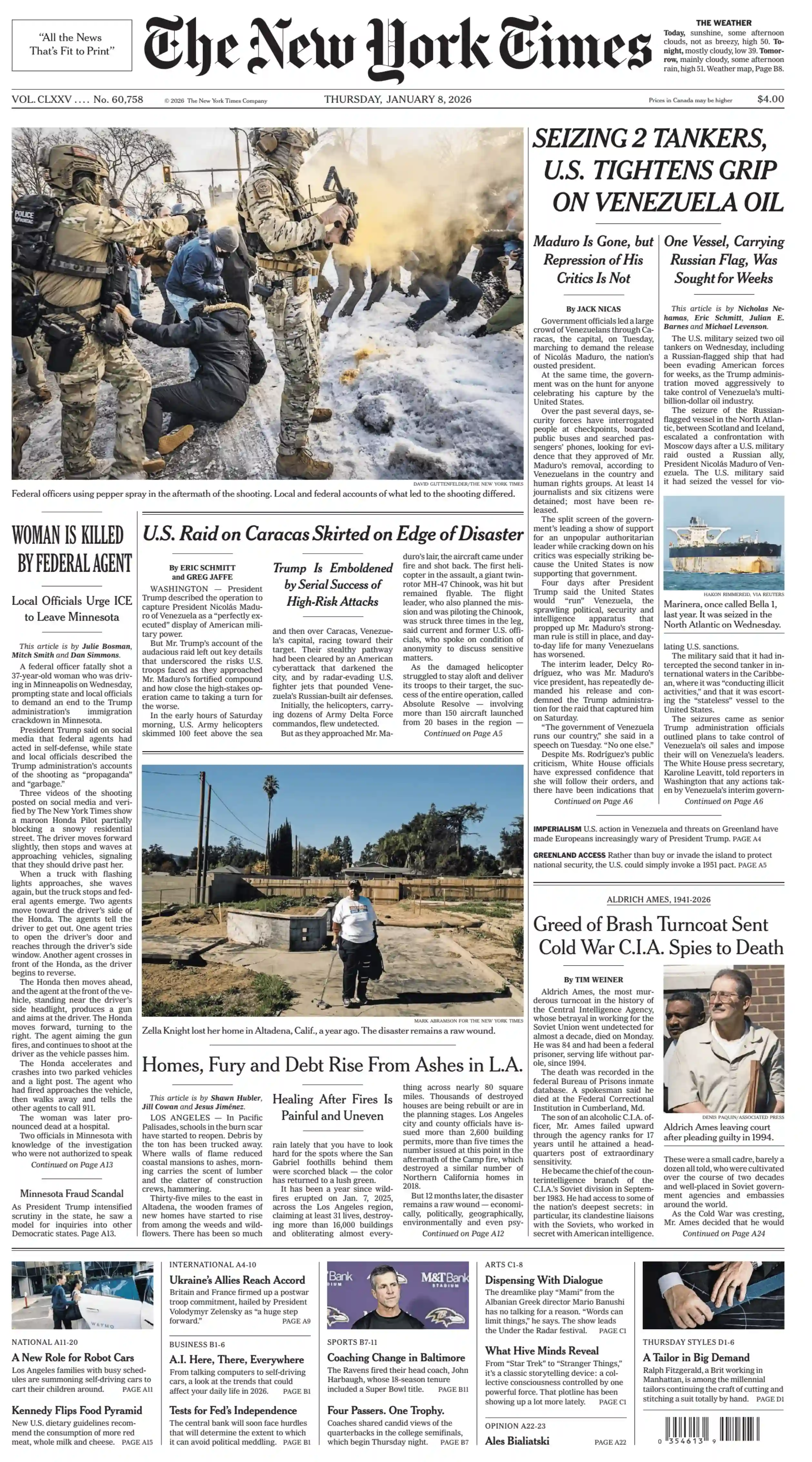 纽约时报 2026-01-08 The New York Times 外刊下载 英语报纸