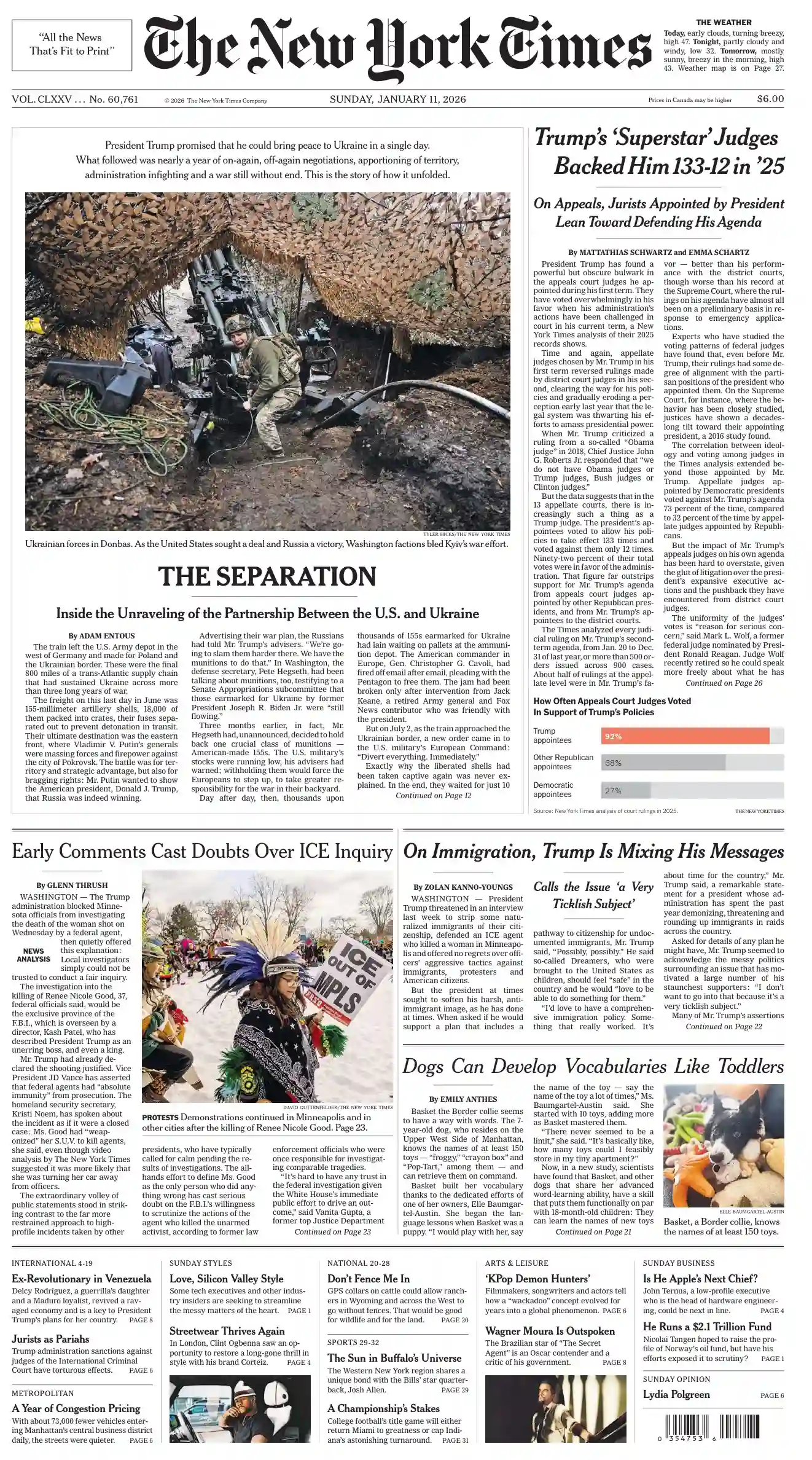 纽约时报 2026-01-11 The New York Times 外刊下载 英语报纸