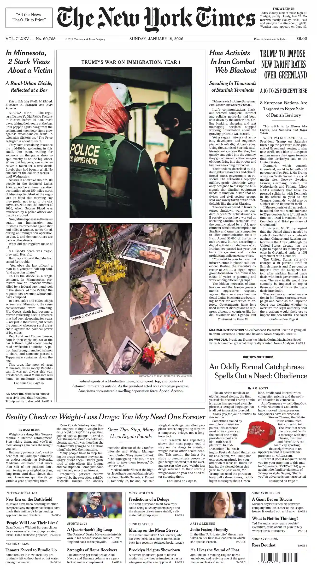 纽约时报 2026-01-18 The New York Times