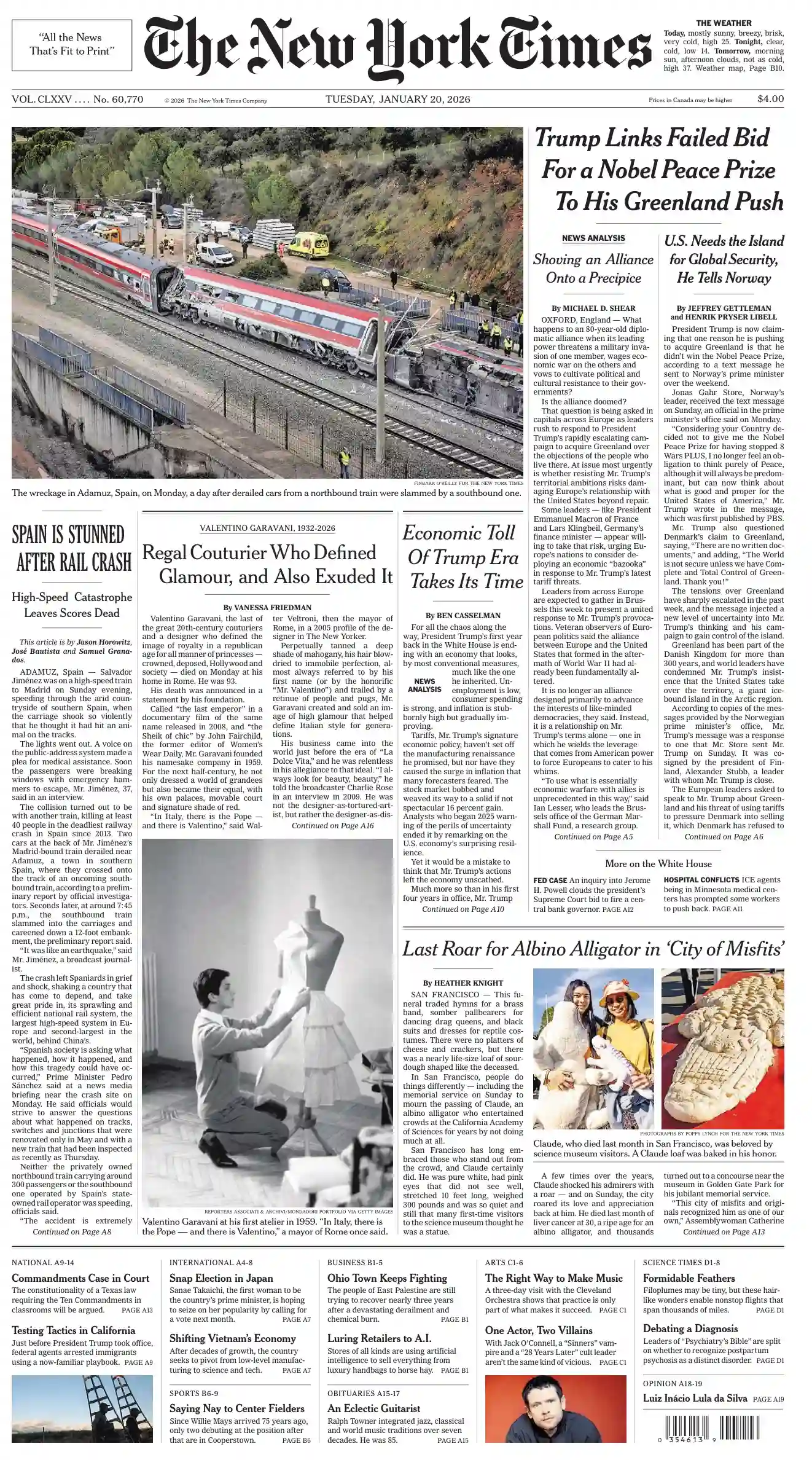 纽约时报 2026-01-20 The New York Times