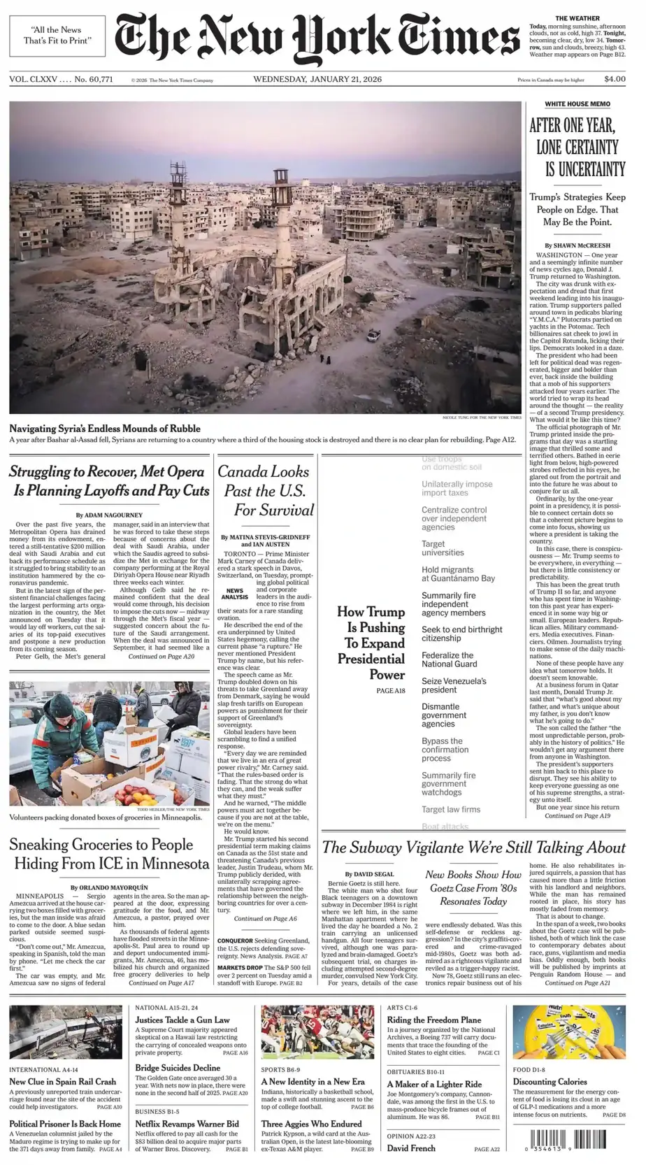 纽约时报 2026-01-21 The New York Times