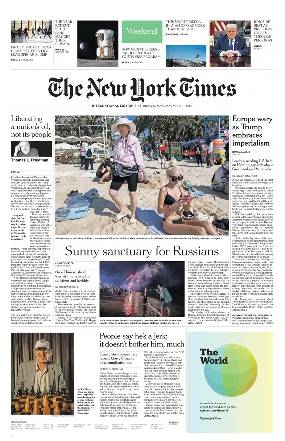 纽约时报 2026-01-10 The New York Times 外刊下载 英语报纸