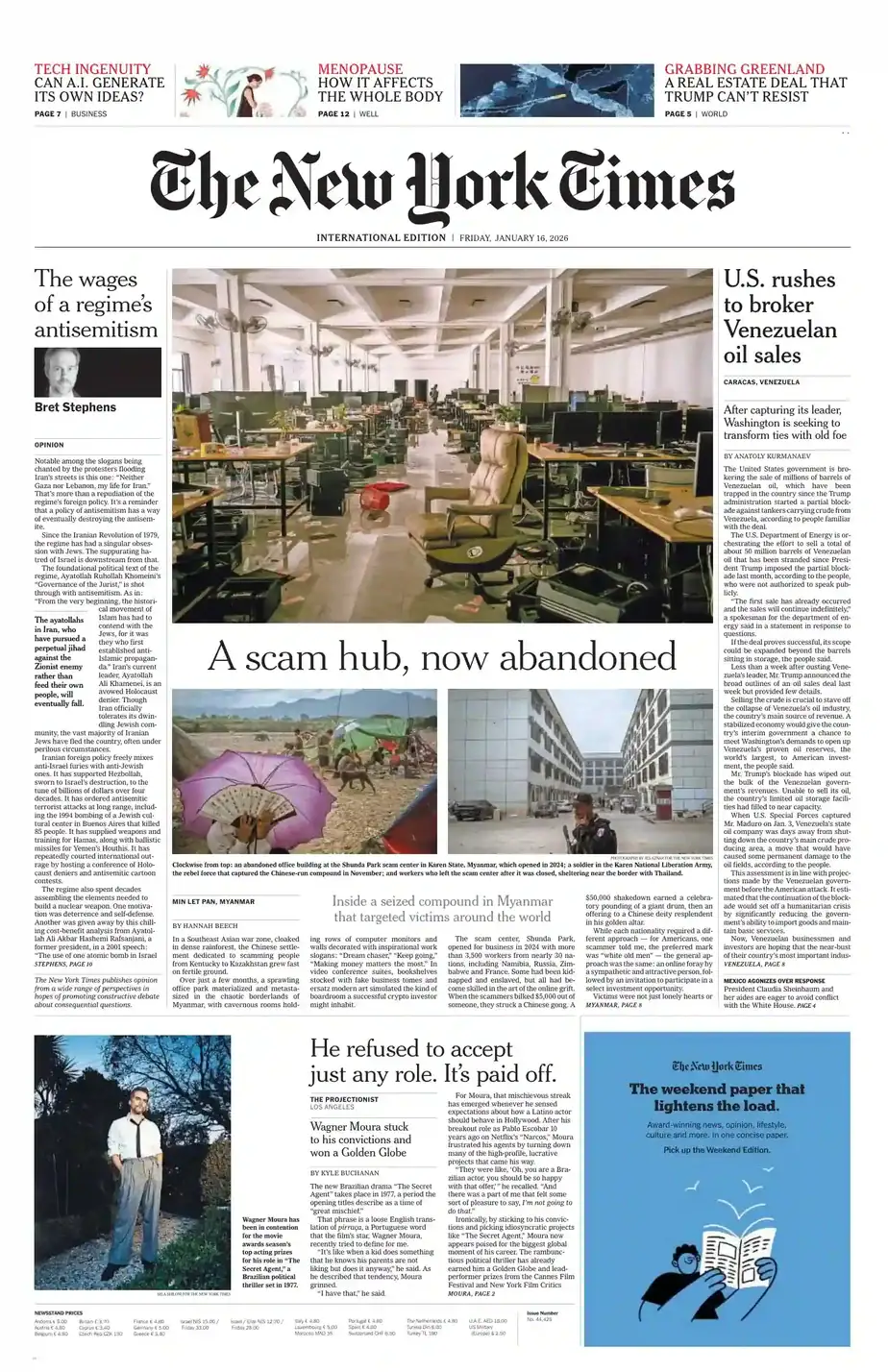 纽约时报 2026-01-16 The New York Times