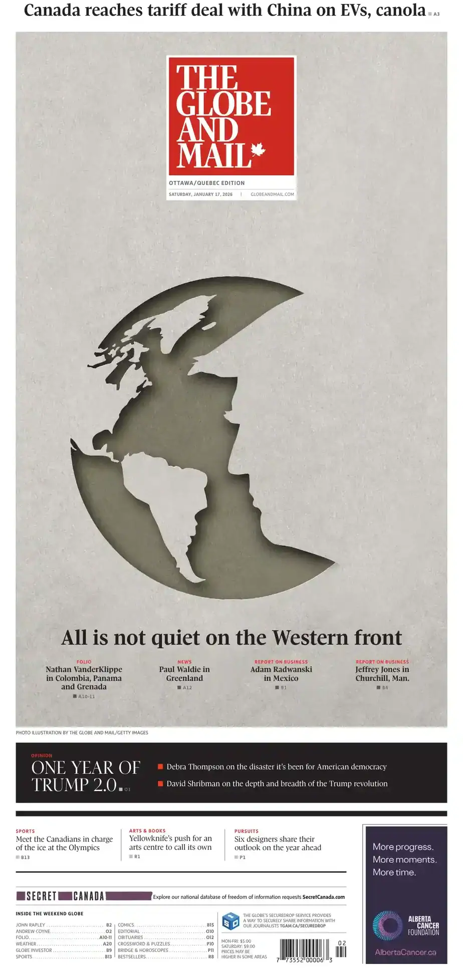 The Globe and Mail 2026-01-17 每日环球邮报