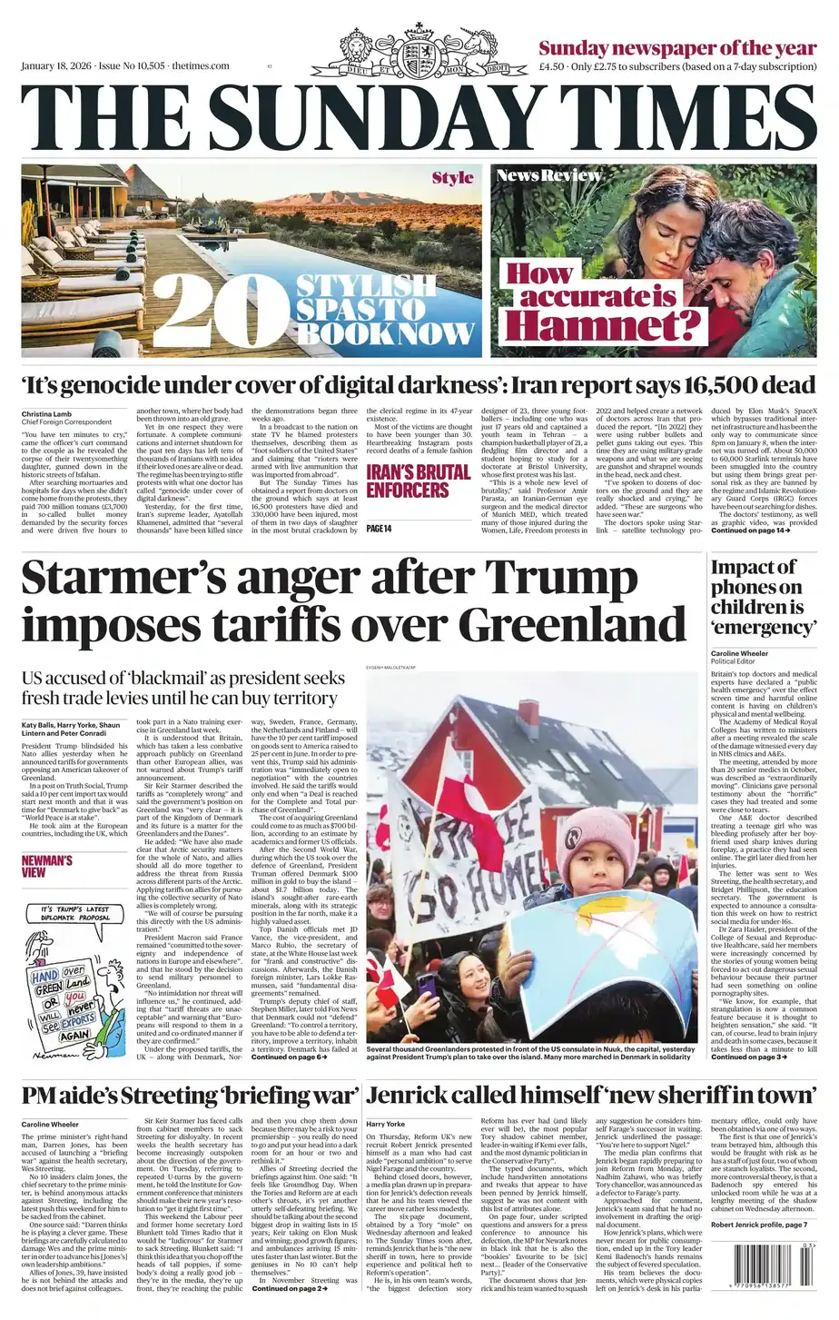 泰晤士报 2026-01-18 The Times
