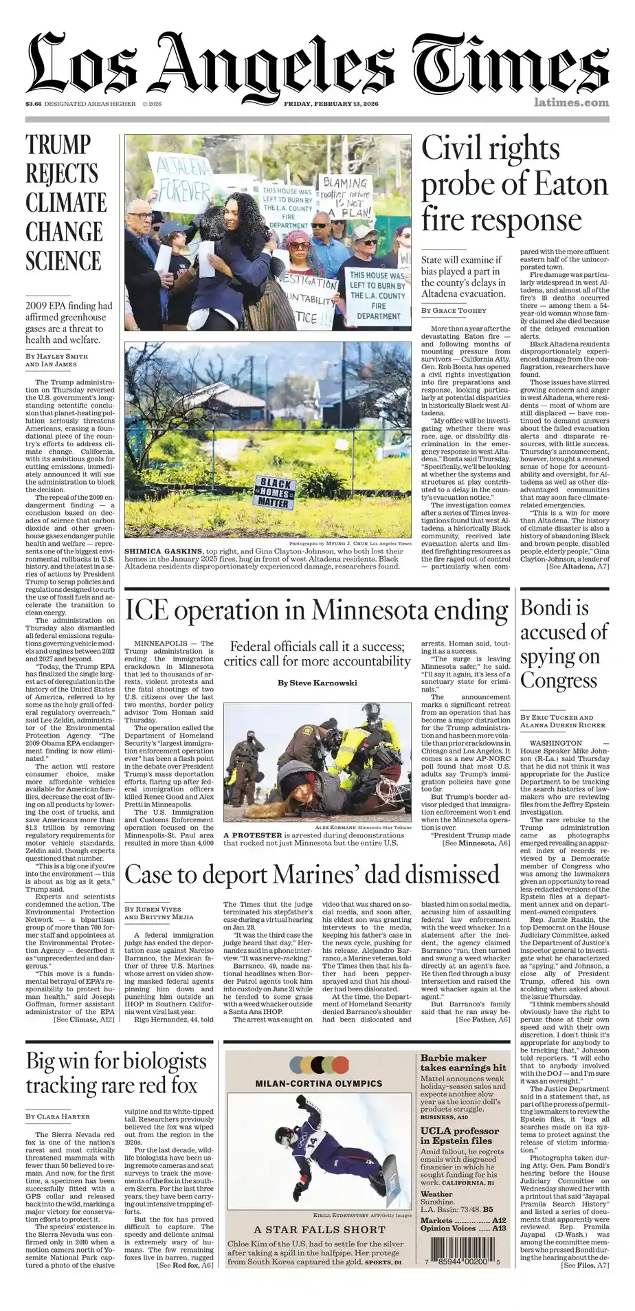 泰晤士报 2026-02-13 The Times