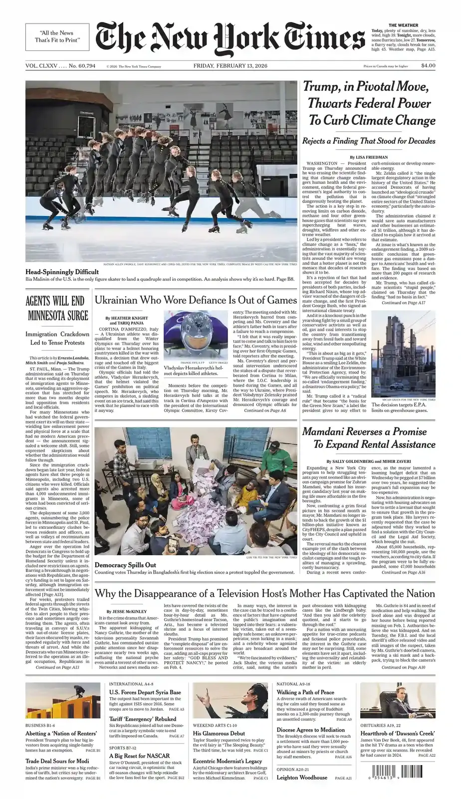 纽约时报 2026-02-13 The New York Times